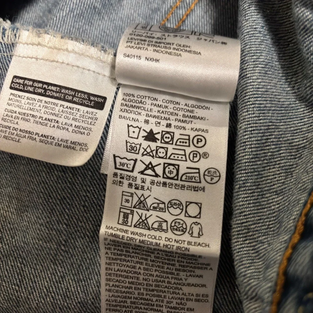 Levis Mens Denim Trucker Jacket Medium Wash Blue Button Front 2XL - Picture 12 of 12
